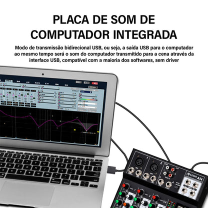 VEDO AF4 Mixer Analog Mixer Merged Digital Sound Card 4 Channels Personalized Function Settings Analog Mixing Console For Live