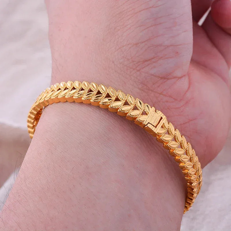 Gold Plated Italian Luxury Bracelet for Men Women,Wedding Fashion Bangles Party Valentine's Day Gift