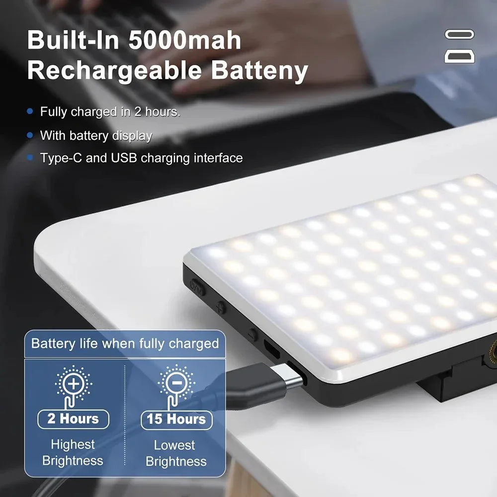 Mobile Phone Fill Light 3 Modes Adjustable Type-C USB Dual Port Charging Fill Lamp For Live Streaming Selfie Video Conferencing