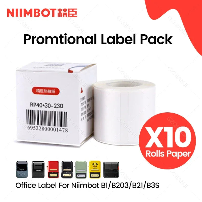 10 Rolls Niimbot B1 B21 B3S Thermal Lable Tape 5 Rolls 40mm 50mm Price Label Maker Sticker for Niimbot Printer Waterproof Paper