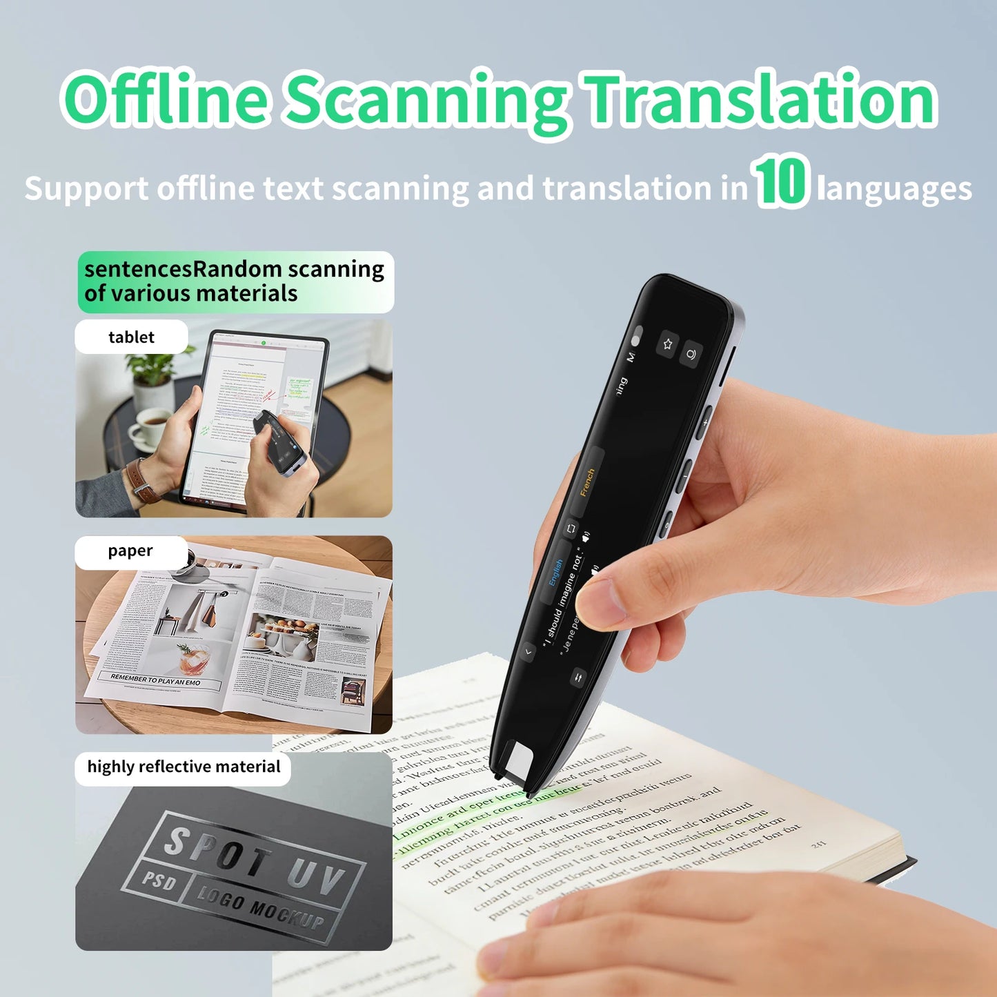 Scan Translator Pen, Dyslexia Tools, Language Translator Device, Text to Speech Reading Pen , 142 Online/10 Offline Languages