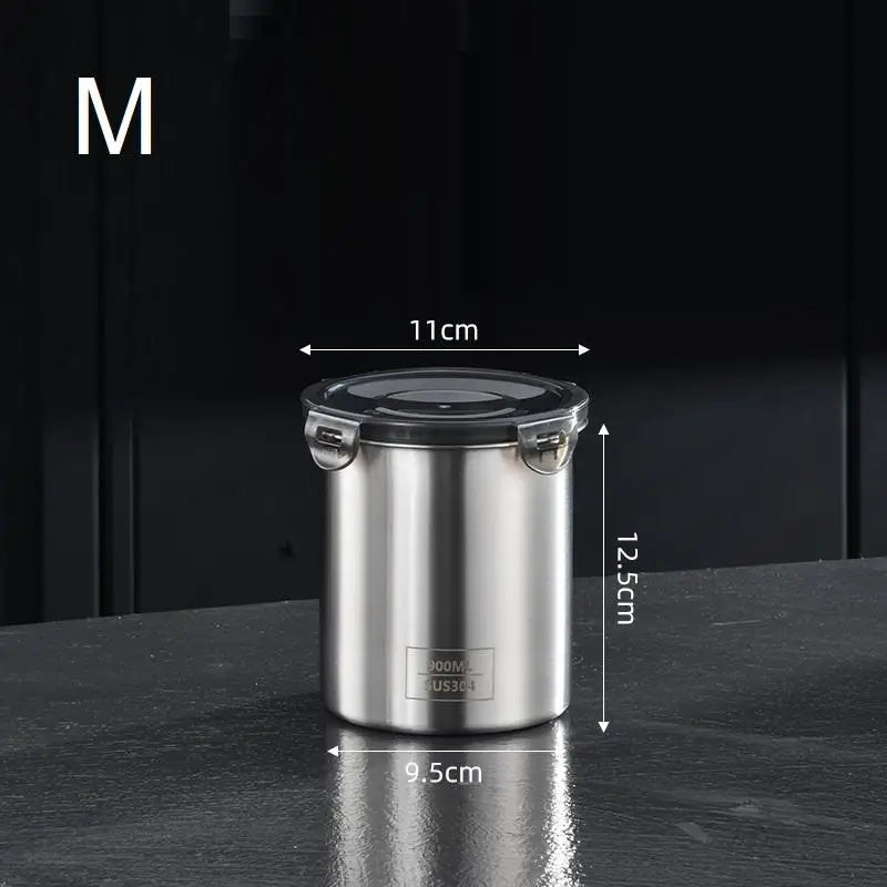 Stainless Steel Storage Jars Set 500/900/1400ml Sealed Containers Kitchen Organizer for Fresh Grain Vegetable Coffee