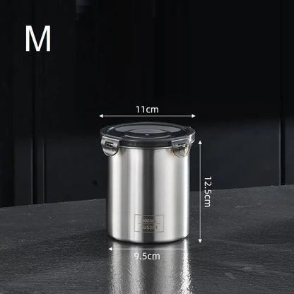 Stainless Steel Storage Jars Set 500/900/1400ml Sealed Containers Kitchen Organizer for Fresh Grain Vegetable Coffee