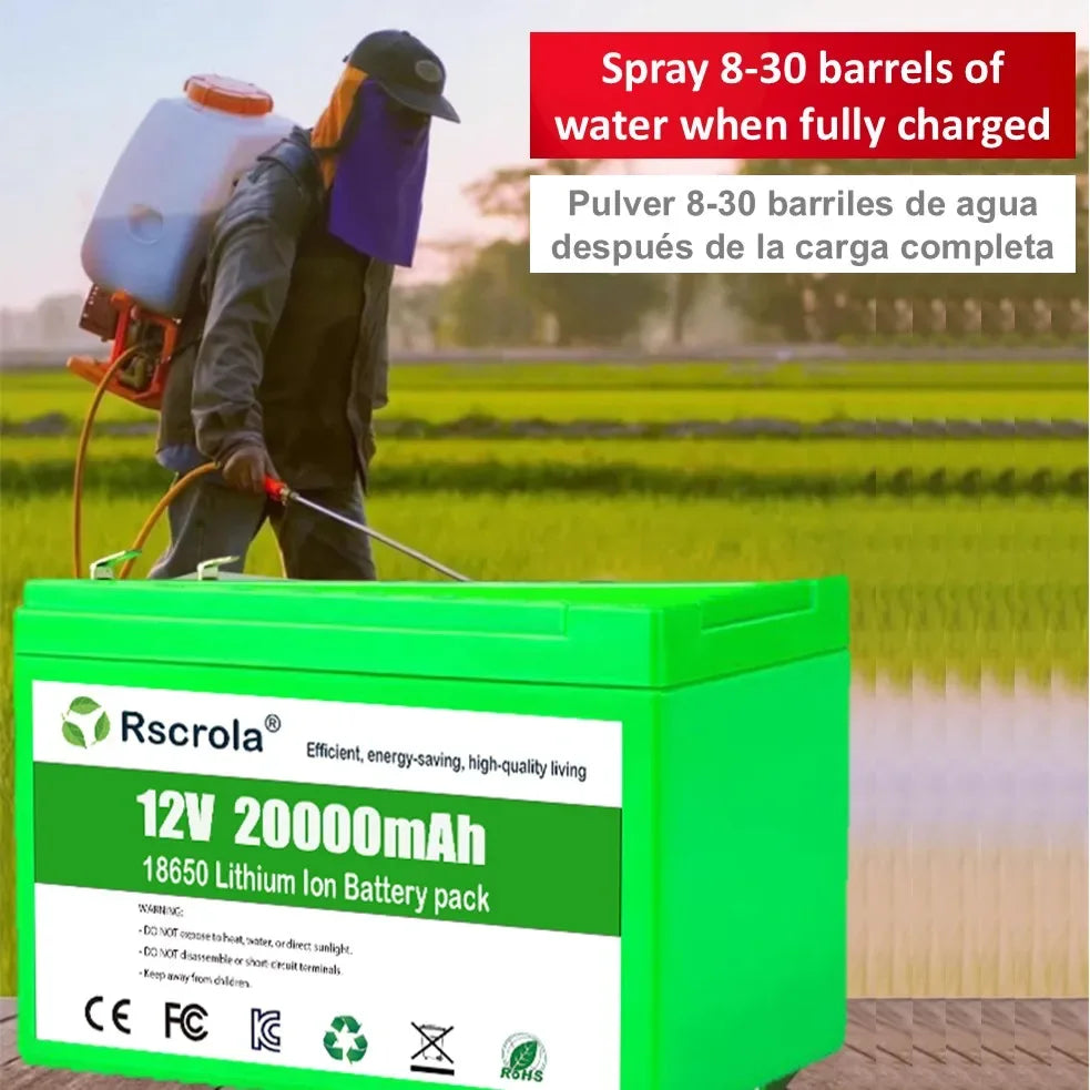 Rscrola 12V Lithium Battery, 40Ah Rechargeable 12V Batteries with Charger, for Sprayer,Children's Toy Car, Electric Blower,Scale