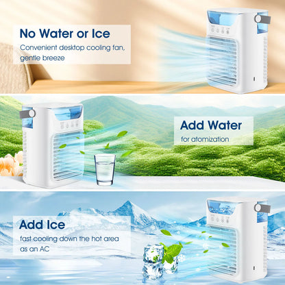 Portable Water Cooling Fan Small Air Humidifier Air Conditioner Water Mist Cooling 3 Speed Fan With Night Light For Home Office