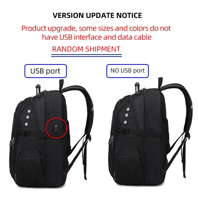 Waterproof 15.6/17.3 Inch Laptop Backpack Men USB Charging Swiss Backpack Travel Women Rucksack Male Vintage School Bag Mochila