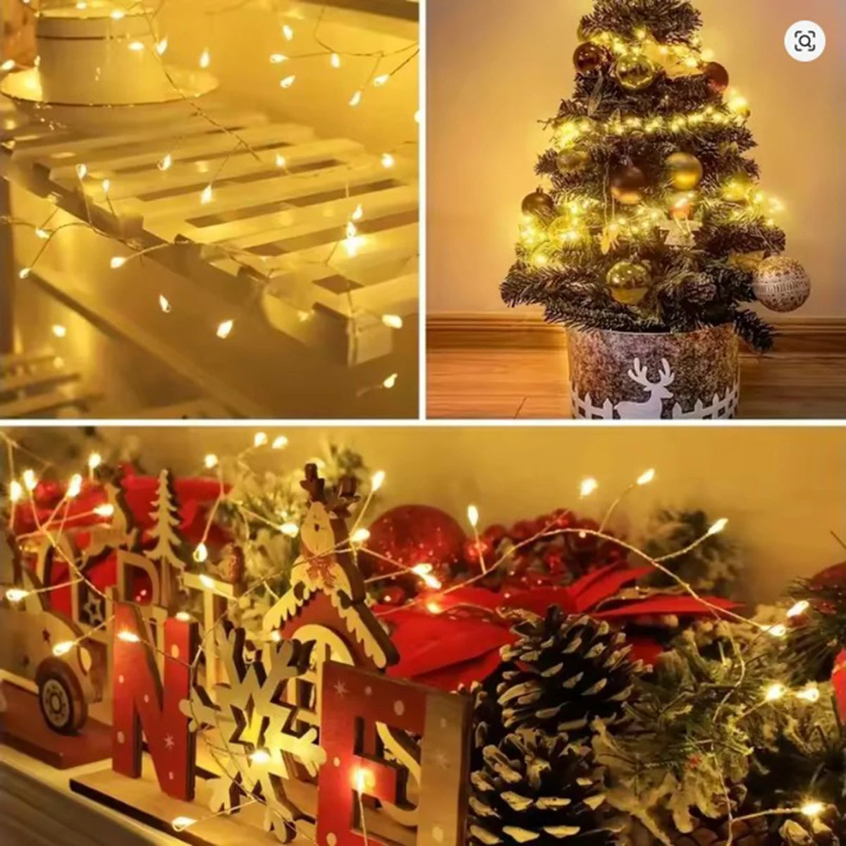 Guirlande lumineuse LED féérique de 6 à 50 mètres, effet pétard, idéale pour les mariages, les fêtes, le Nouvel An et la décoration de sapin de Noël.