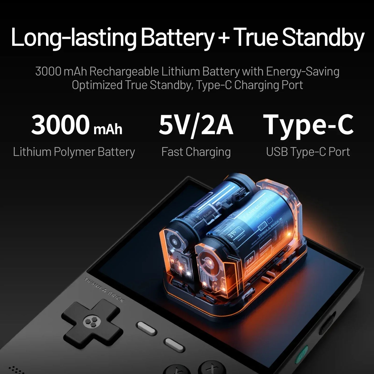 TRIMUI BRICK Handheld Game Console 3.2'' IPS Screen Linux System Trimui UI Metal Back Panel LED Lighting Retro Video Console