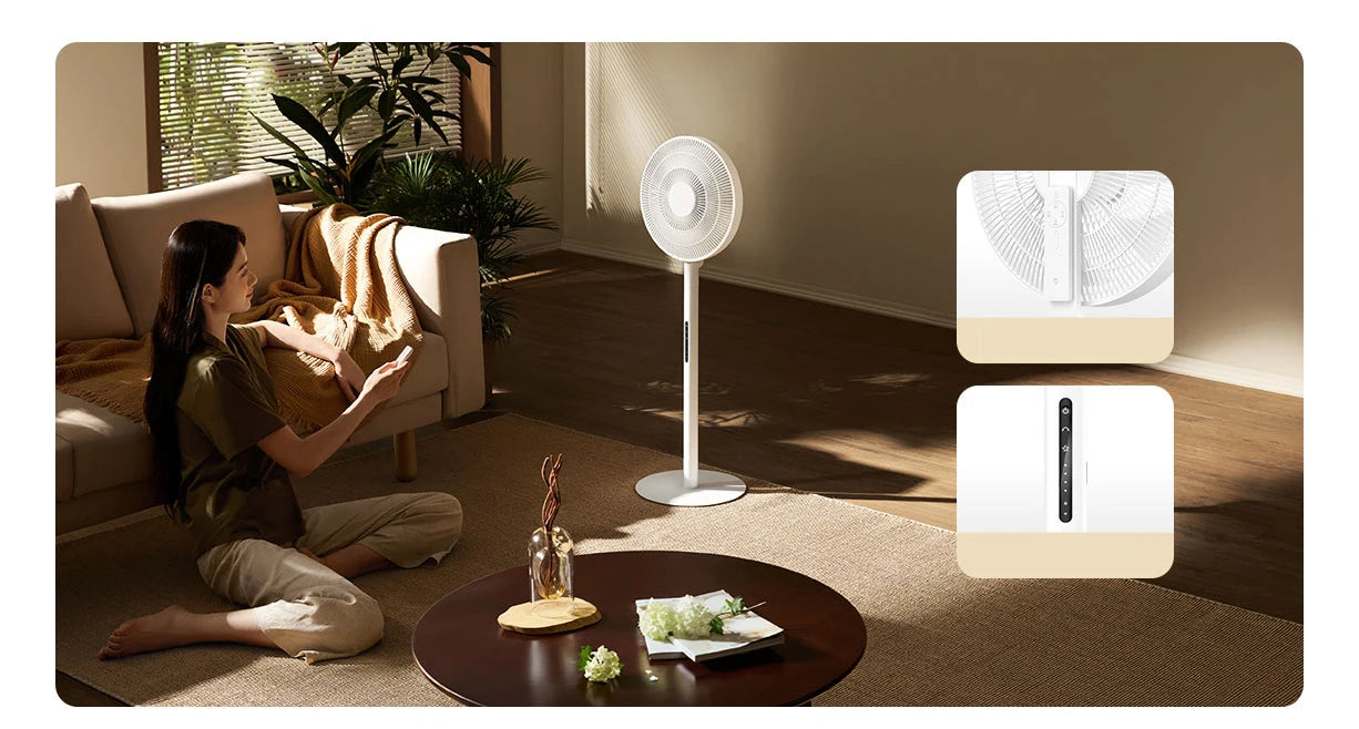 MIJIA DC Inverter Floor Fan Pro,Ultra-Thin Retractable,With Storage Box,Smart Standing Electric Fan,100 Air Flow Settings
