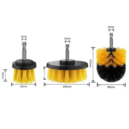 UNTIOR 3Pcs/Set Electric Scrubber Brush Drill Brush Kit Plastic Round Cleaning For Carpet Glass Car Tires Nylon Brushes