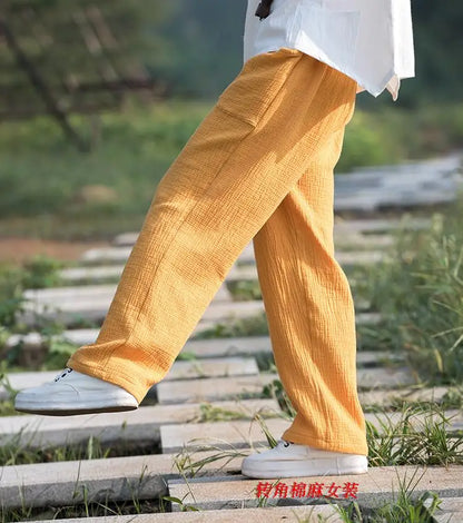 2024 Spring Women' Fashion comfortable cotton linen pants Plus size Women pleated Autumn pants with pockets 5XL 6XL pantalones