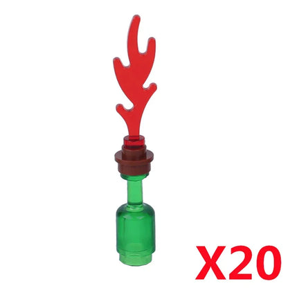 MOC Medieval Campfire Building Block Flame Wave Candle Transparent Wine Bottle Educational Toy Compatible Accessories Brick K054