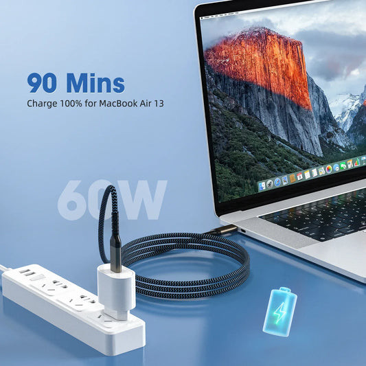 Type C to USB C Cable PD 60W/3A USB3.2 Gen2 10Gbps Data Transfer SSD Hard Disk QC 3.0 Fast Charging Cord for iPhone 17 Samsung