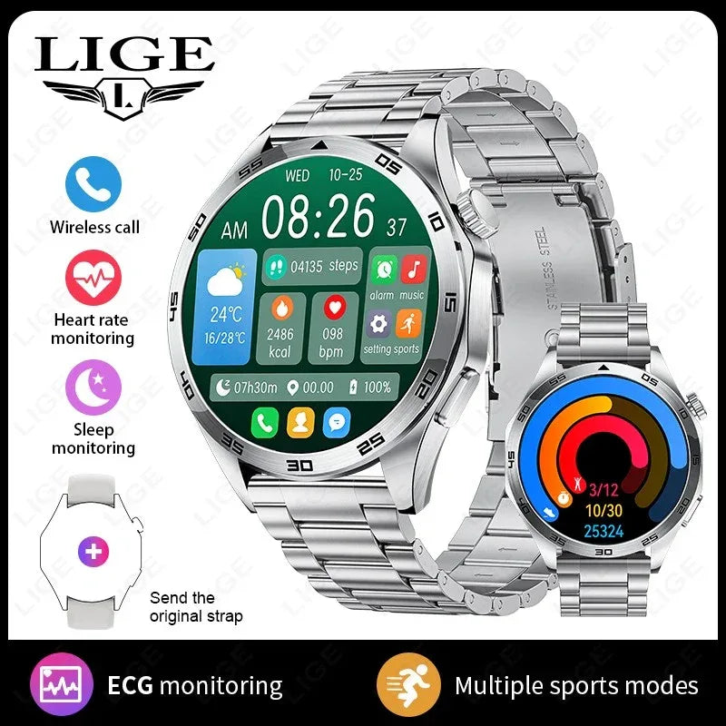 2025 New Blood Pressure Smart Watch Men ECG Monitoring Heart Rate Monitor Women Smartwatch BT Call Fitness Tracker Sport Watches