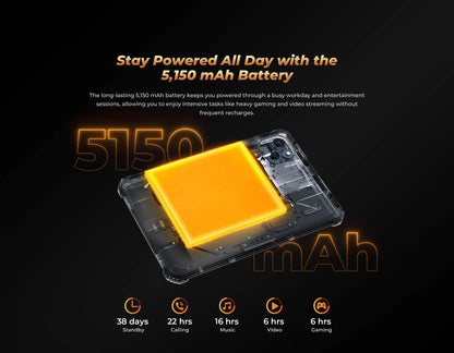 OUKITEL RT3 PRO 8-inch HD Rugged Tablet 13.9mm Ultra-Slim Profile IP68 &IP69K & MIL-STD-810H, 16(4+12)GB +128GB, 5150mAh Battery
