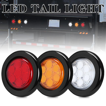 2inch Round led Side Marker Lights Truck Side Lights 12V Trailer Lorry Clearance Lights Rear tali stop lamp Yellow Red White