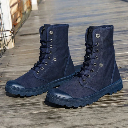 2024 Men's Fashion Canvas Shoes Spring and Autumn Outdoor Shoes Thick-soled High-top Shoes Cuff Shoes Fashion Sports Shoes