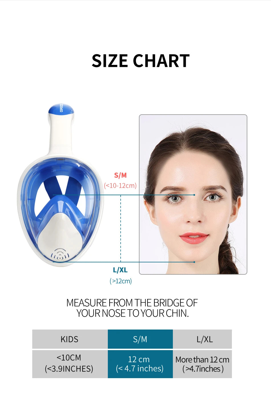 COPOZZ Scuba Underwater Hunting Diving Mask Anti Fog Snorkel Mask Breathing for Gopro Camera Men Women Full Face Mask Adult