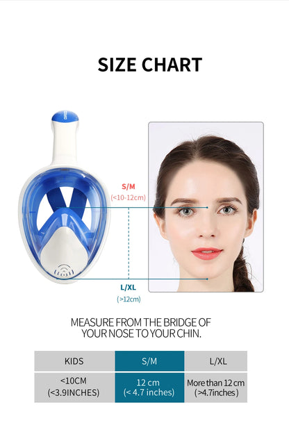 COPOZZ Scuba Underwater Hunting Diving Mask Anti Fog Snorkel Mask Breathing for Gopro Camera Men Women Full Face Mask Adult