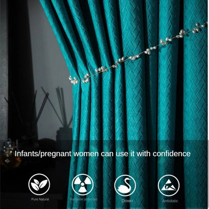 Home Art High-end Curtains for Living Room Luxury Bedroom Blackout Curtain Solid Color Japan Style Fishbone Pattern Room Drapes