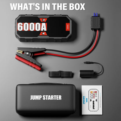 Car 6000A Portable Jump Starter With Power Bank Fast Charge PD65W 12V Auto Battery Charger Booster Starting Device