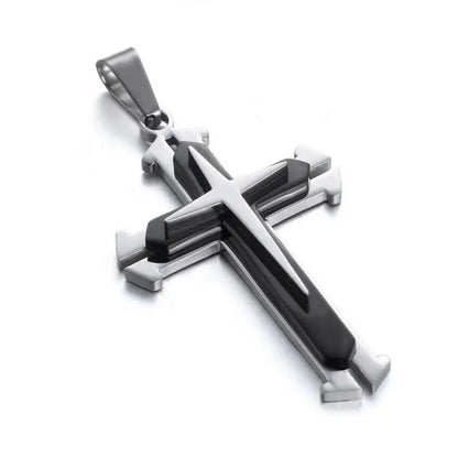Minimalist Cross Chain for Men – Cool Black & Gold CZ Pendant, Punk Streetwear Gift
