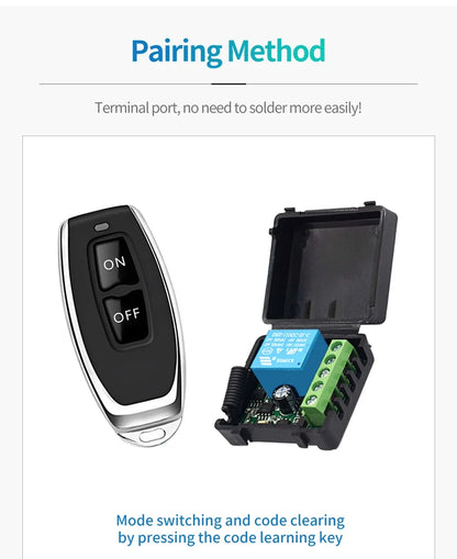 433Mhz 10A Relay Receiver and 2CH Transmitter Remote Control DC 12V 1CH RF Wireless Switch For Door Electromagnetic Lock