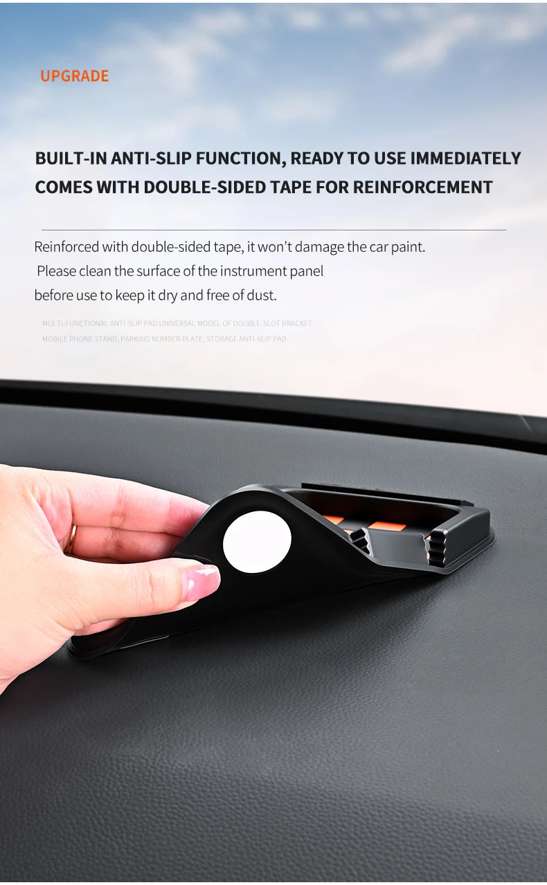 Car Phone Holder, Multifunctional, Dashboard Anti-Slip Mat, Navigation Stand, Parking Number Plate