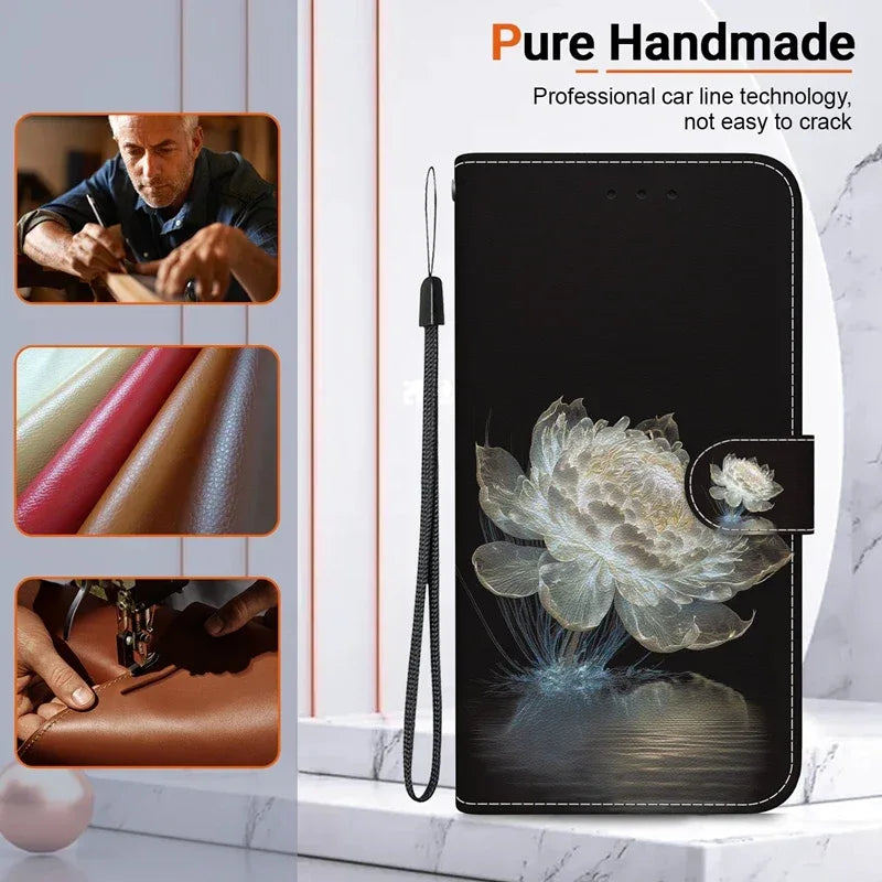 For Xiaomi Redmi 13 Case Solid Color Leather Flip Phone Case for Xaomi Redmi 13 Cover Redmi13 13C 5G Wallet Card Slots Etui