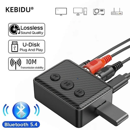 Bluetooth 5.4 Audio Receiver 3.5mm AUX RCA USB U-Disk Stereo Music Wireless Audio Adapter For PC TV Car Kit Speaker Amplifier