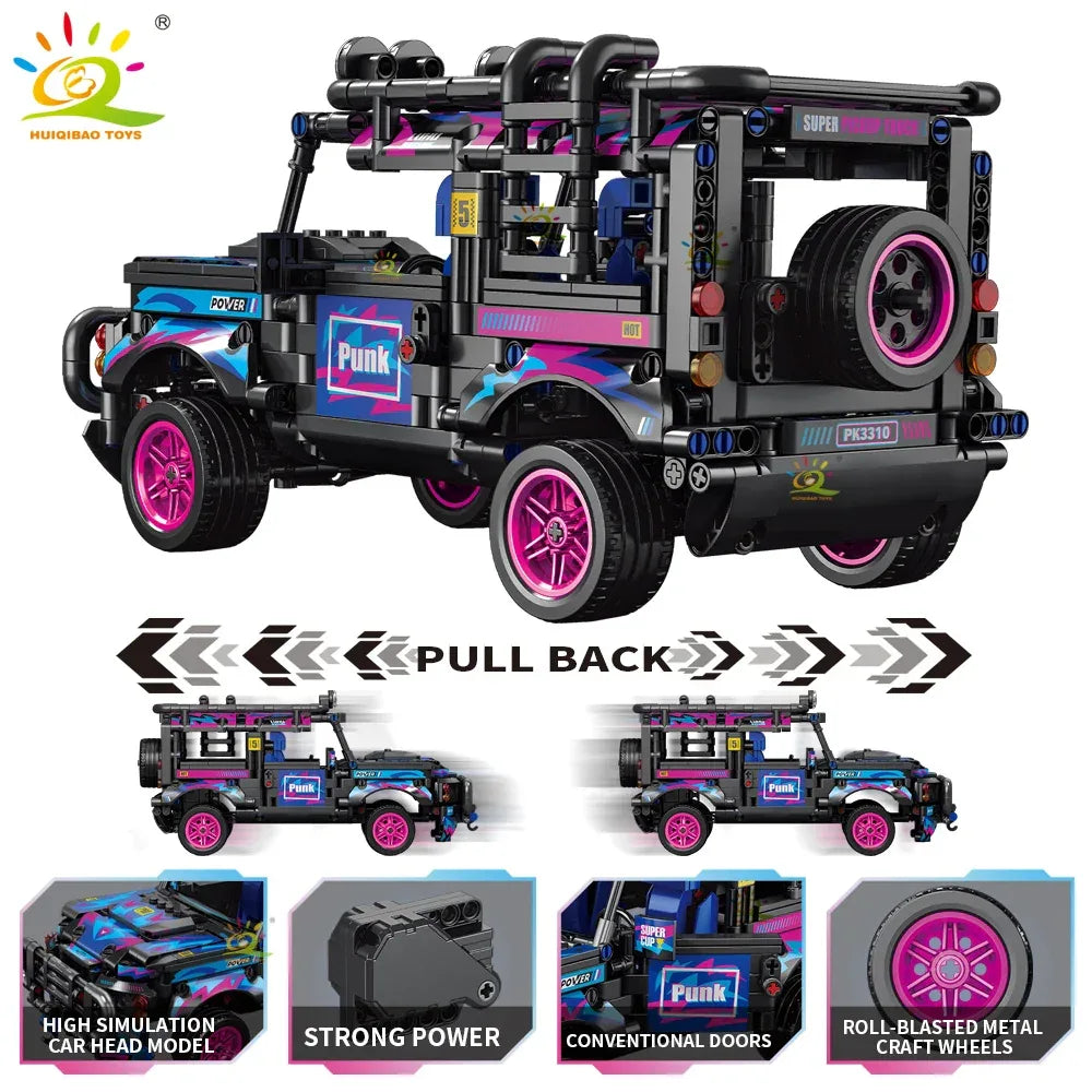 HUIQIBAO 1:14 Off-road Vehicle Racing Car Technical Model Building Block MOC Truck Brick Children City Construction Toy Boy Game