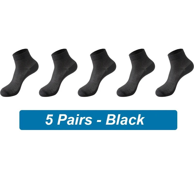 5Pairs Men Mesh Socks Organic Cotton Breathable Black White Business Sock Casual Athletic Spring Summer for Male Size EUR38-45