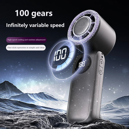2026 Handheld Portable Cooling Fan 100 Speeds Adjustable Refrigeration Quite Mini Turbo Fan Type-C High Speed Cold Compress Fan