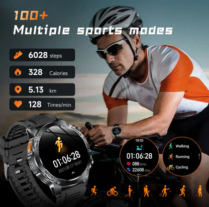1.7" Large Screen Bluetooth Call Smart Watch Men‘s Sports Outdoor Flashlight 1000mAh Health Monitor Smartwatch for Man Male IP6