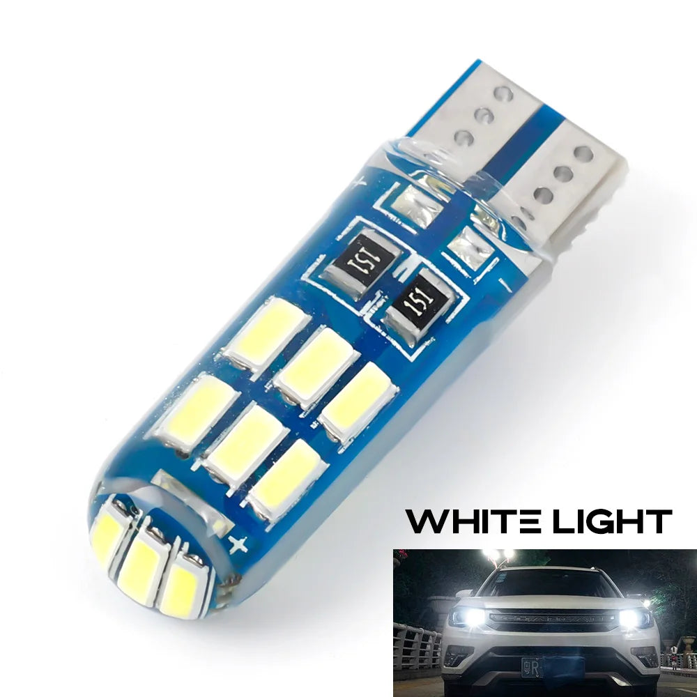 T10 Car LED Signal Lamp 12V 4014 Waterproof Heatproof W5W Clearance Headlamps 6000K Reading Lamp Silicone License Plate Lights