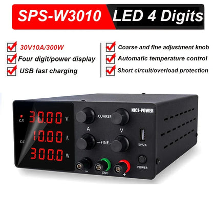 KUAIQU High Precision 30V10A Adjustable DC Stabilized Power Supply, Laboratory Specific Digital Display Power Supply, Aging Test
