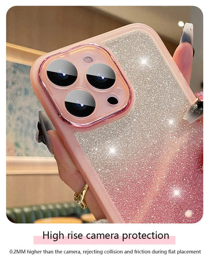 Fashion Bling Glitter Phone Case  For iPhone 16 E 15 Pro Max 14 Plus 13 12 11 Luxury Shockproof Bumper Silicone Clear Back Cover