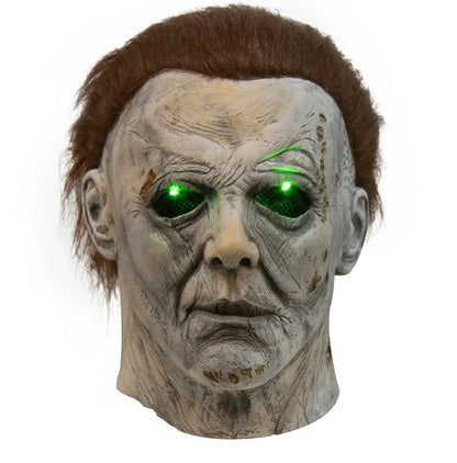 Halloween Michael Myers Mask Scary Killer Full Head Mask Creepy Fire Burn Scar Latex Face Mask Cosplay Costume Party Props Knife