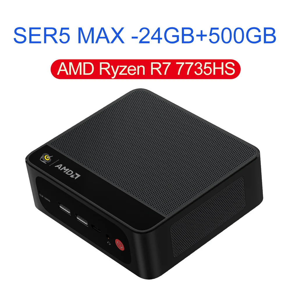 Beelink Mini PC SER5 Max AMD R7 6800U 7735HS R5 5500U R3 3200U 16G 500G NVME Windows Type-C Triple Screen Gamer Mini Computer