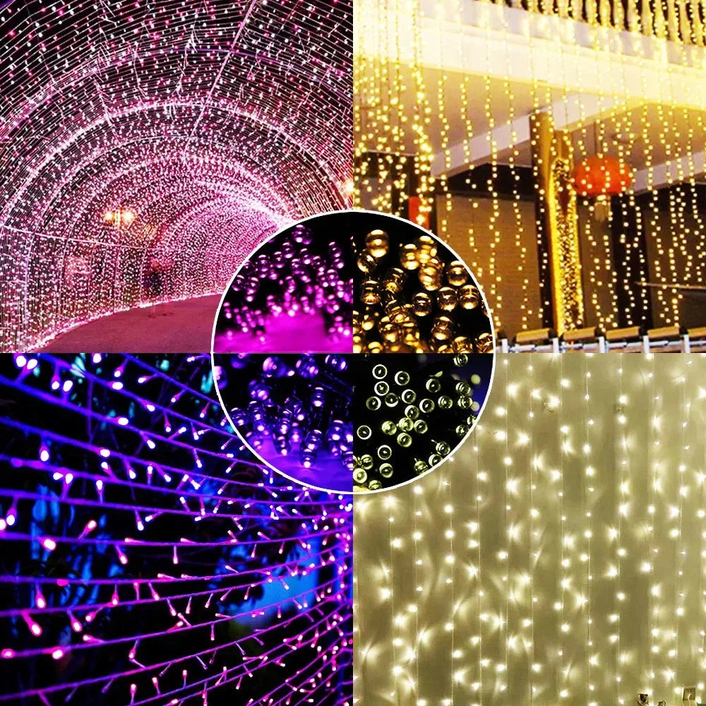 50-200 LED Outdoor Solar String Fairy Light Festoon Waterproof Street Garland Solar Power Lamp Christmas Party for Garden Decor