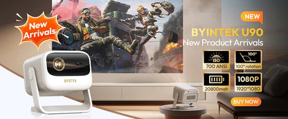 BYINTEK T5  Max Full HD 1080P Projector 4K 1000ANSI Android WiFi 6 Auto Focus ProfessionalBass Home Theater Projector for Video