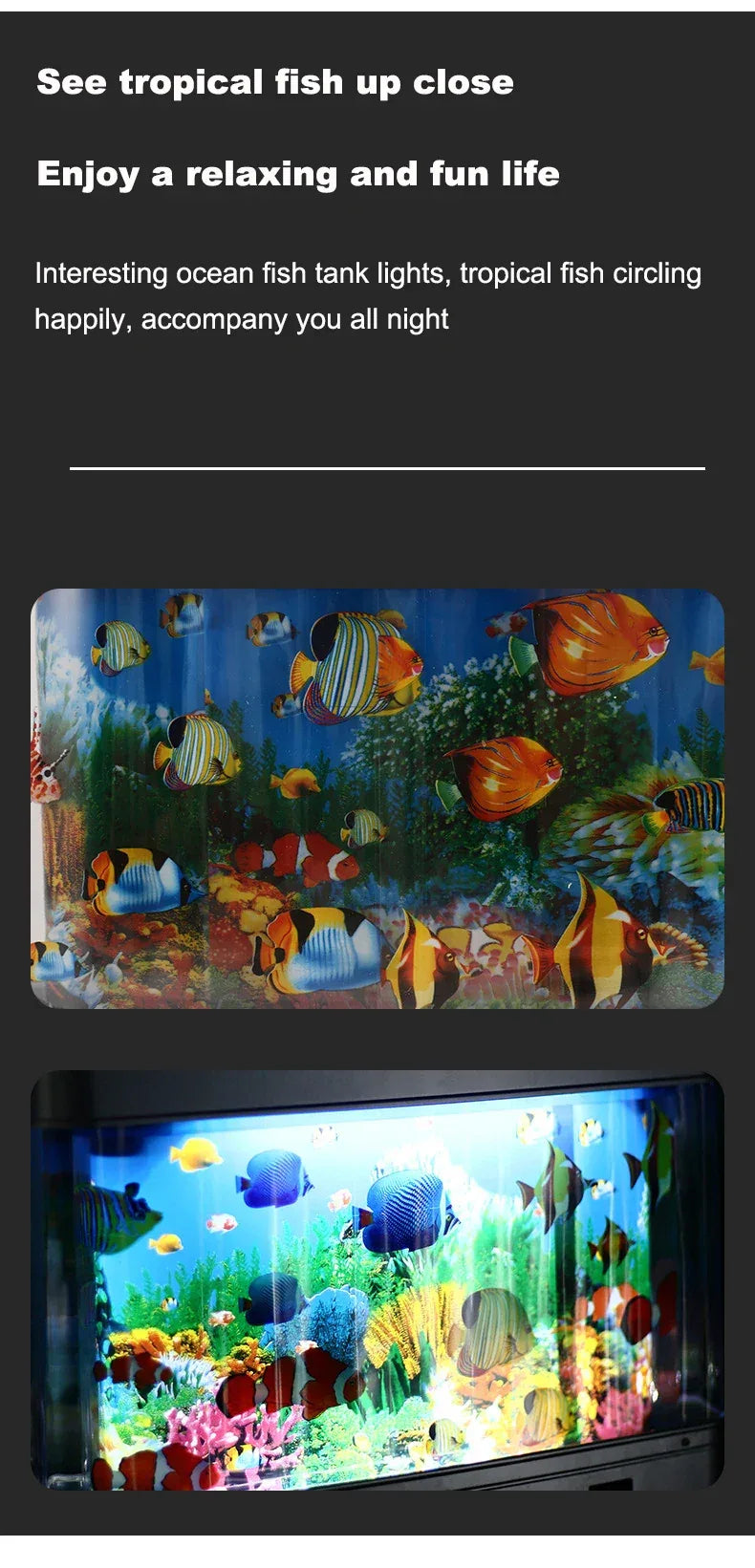 Artificial Tropical Fish Tank Lamps Aquarium Decor Virtual Ocean in Motion Night Light For Children Halloween Christmas Gift Toy