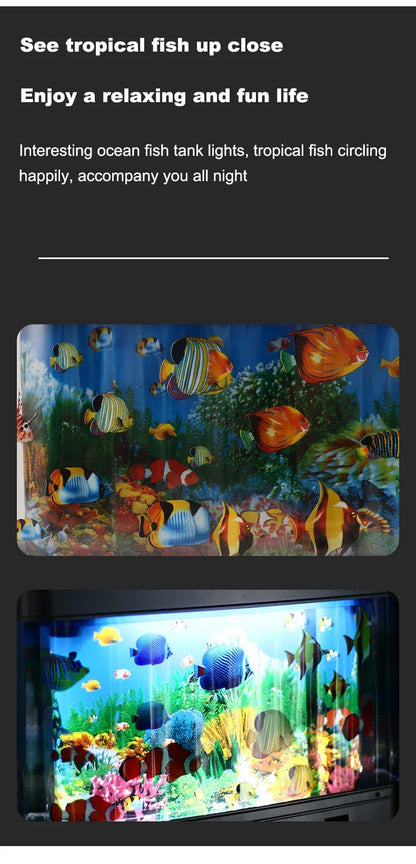 Artificial Tropical Fish Tank Lamps Aquarium Decor Virtual Ocean in Motion Night Light For Children Halloween Christmas Gift Toy
