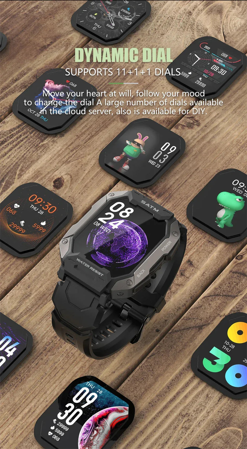 Smart Watch Men Swim IP68 ATM Waterproof Smart Clock Outdoor Sports Fitness Tracker Health Monitor Smartwatch For Android IOS