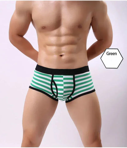 Cotton Men Boxers Men Soft Penis U-Pouch Underwear Underpants Shorts Breathable Striped Hot Male Underwear