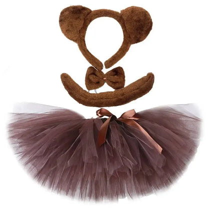Ensemble jupe tutu ours brun pour bébé fille, déguisements de Noël et d'Halloween, jupes animaux, tutus pour anniversaire et danse (0-14 ans).