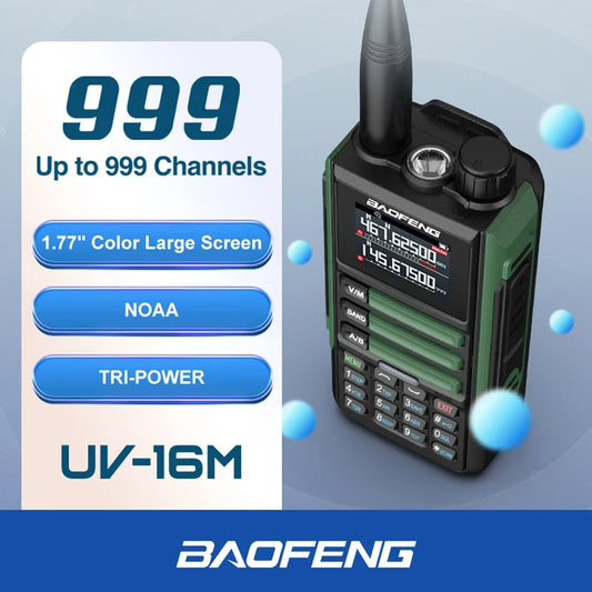 2Pack Baofeng 15W 50KM Waterproof Walkie Talkie 999CH AM FM 2-Way Radio Full Band LCD Screen Frequency Copy Noise Reduce UV16M by PDG ibma