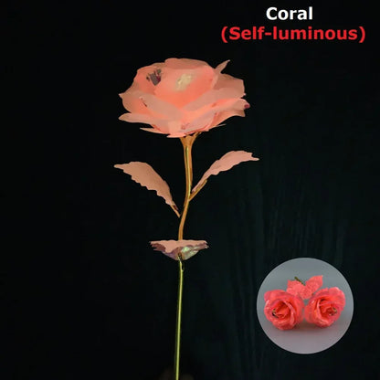 2024 Luminous Rose Valentine's Day Present Gifts Eternal Rose Flower Simulation 24k Gold Foil Rose Mother's Day Gifts