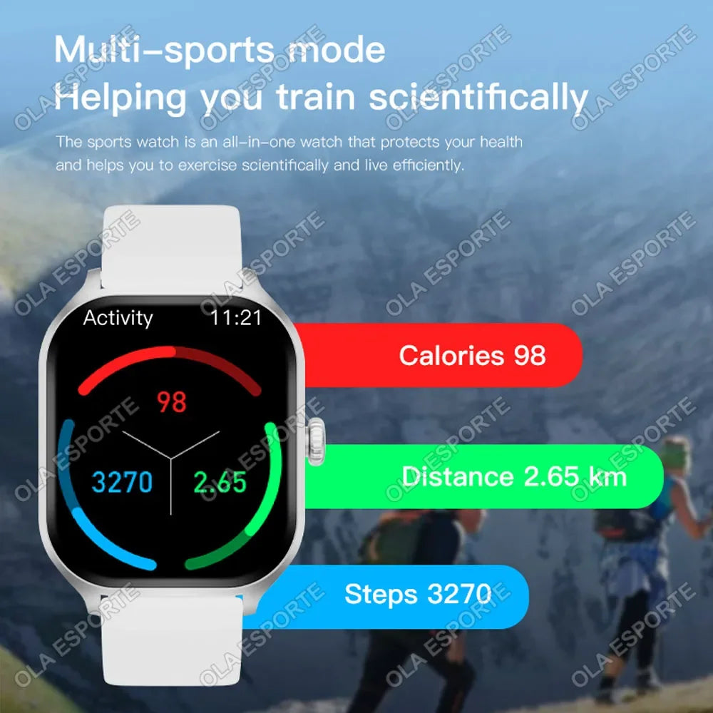 Smart Watch For Android IOS Watches 2.01inch HD Display Bluetooth Call Message Alert Music Sports Mode Smartwatch Men Women Gift
