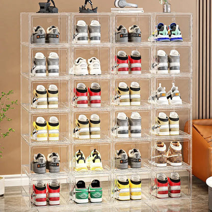 Shoe box, hard box, magnetic suction, front side opening storage, transparent acrylic bag, hand-held storage box, shoe cabinet
